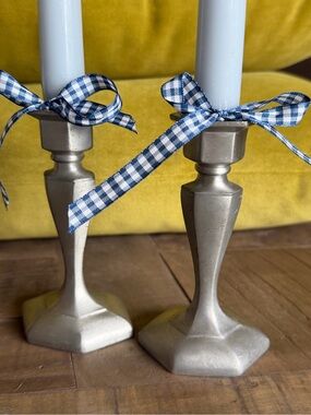 Vintage Colonial Pewter Boardman candlestick pair